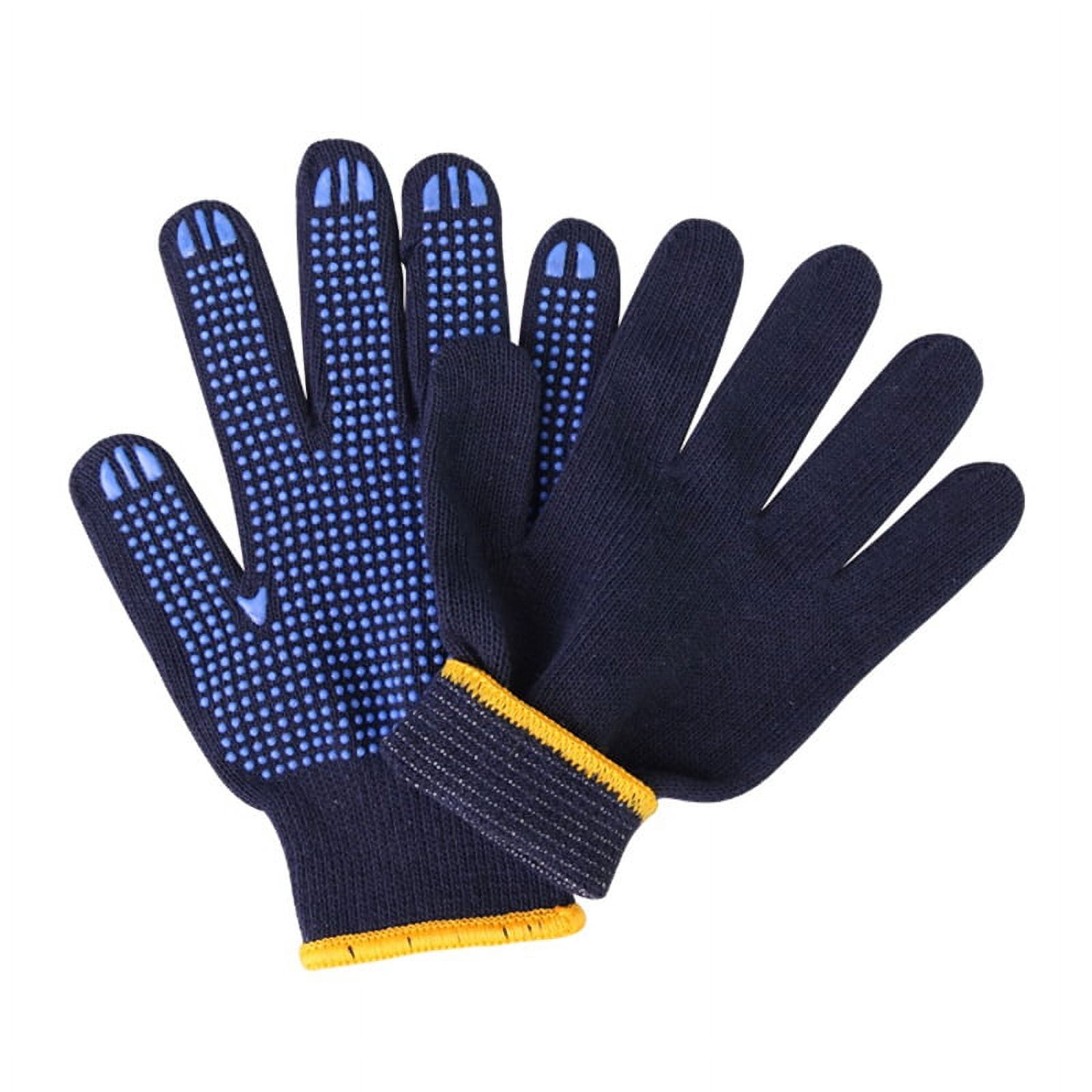 12 Pairs Professional Working Gloves Navy Blue Polycotton Shell Blue PVC Dots Coating Work Safety Gloves Cotton Gloves ,Comfort and Durability