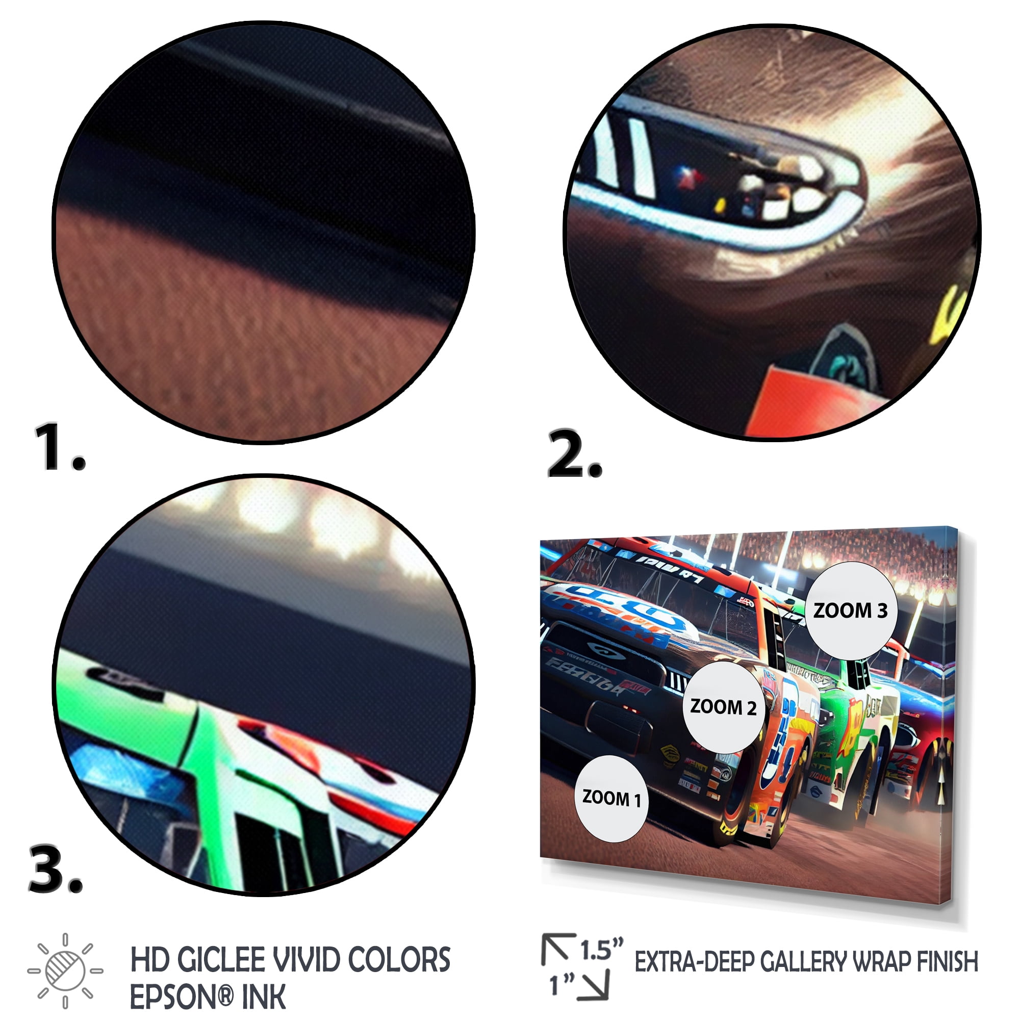 Designart Stock Car Racing Last Lap V Canvas Wall Art