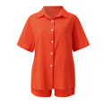 thumbnail image 6 of WAYUTE Short Sets Women 2 Piece Outfits V Neck Solid Color Shorts and Shirt Top Shirt Slim Suits Travel Vacation Fashion Casual Summer Outfit, 6 of 7