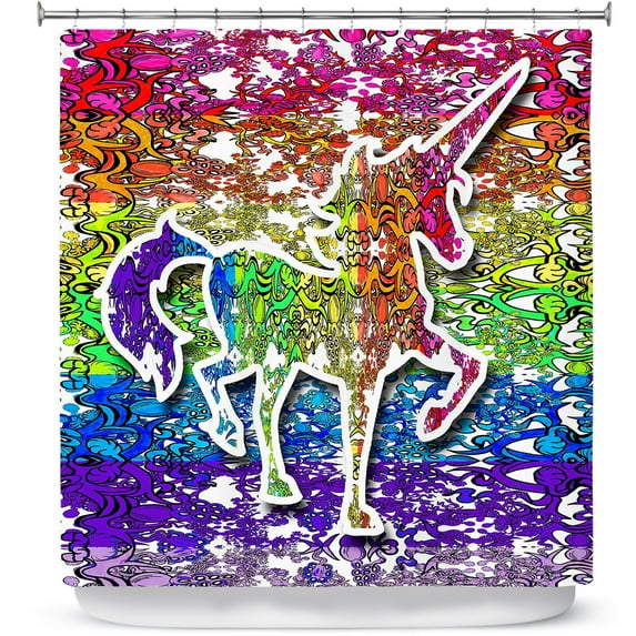 Shower Curtains 70" x 93" from DiaNoche Designs by Susie Kunzelman - Unicorn Rainbow C