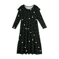 thumbnail image 5 of Abcomgle Girls Maxi Dresses 10-12 Casual A-Line Ruffle Long Sleeve Girls Long Dresses Polka Dot Crew Neck Sundresses Tiered Dresses with Pockets,Black, 5 of 5