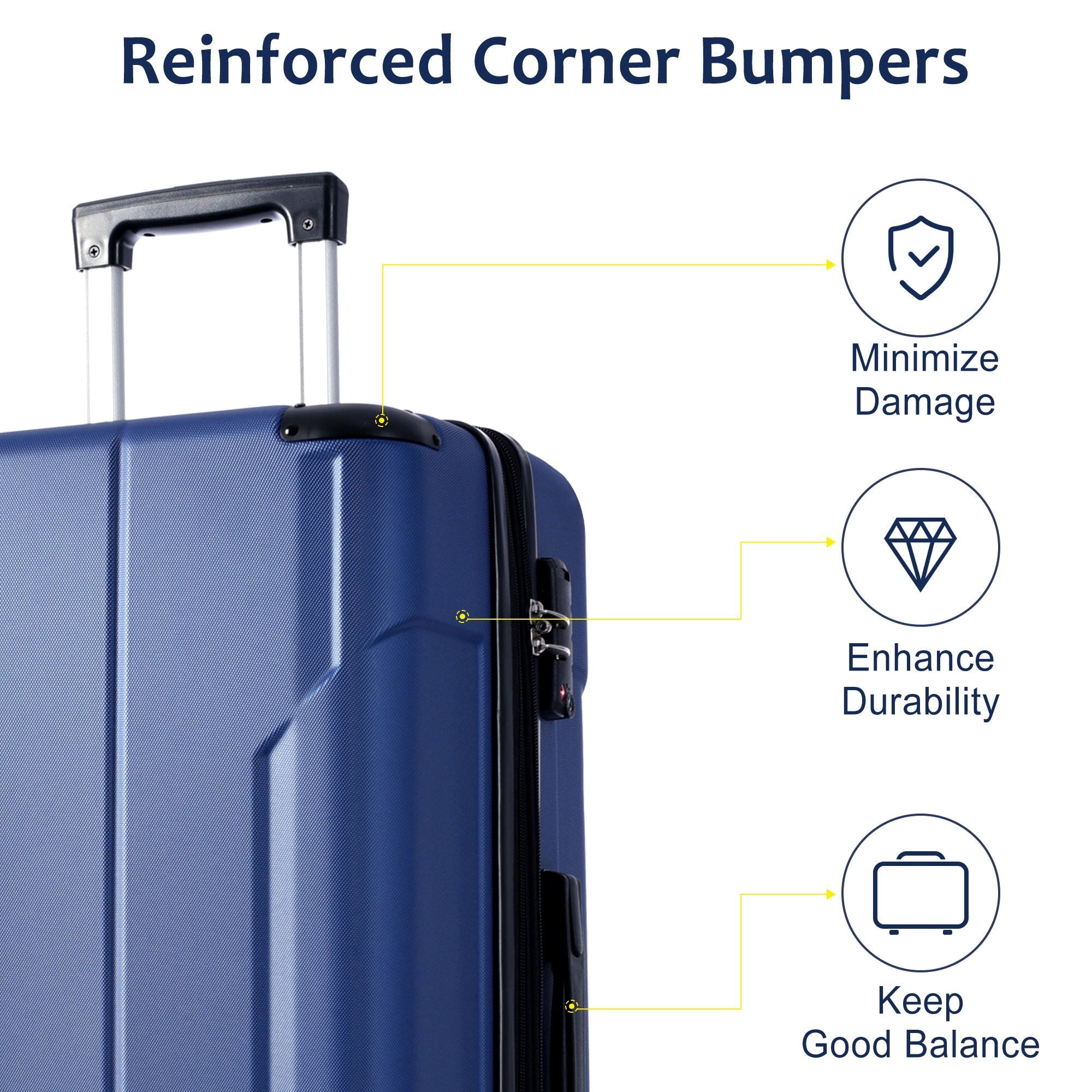 Hardside Luggage Hardshell Luggage, Lightweight Durable ABS Suitcases with Double Wheels, Expandable 24-inch Checked Luggage 24" (Blue),Hardside Suitcase