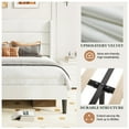 thumbnail image 4 of Amolife Queen Size Platform Bed Frame with Velvet Upholstered Wingback Headboard, No Box Spring Needed, Off-white, 4 of 9