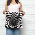 thumbnail image 3 of Throw Pillow Covers 26x26 Inch, 3D Optical Illusion Decorative Pillow Cases for Couch Sofa Bed, Black White Checkered Gingham Plaid Vortex Cotton Linen Square Home Decor Pillowcases, 3 of 7