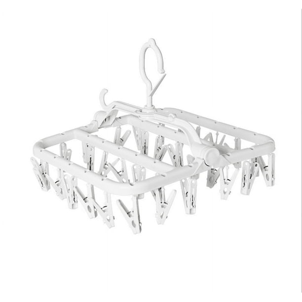 Foldable Clip Hangers with 32 Drying Clips, Underwear Hanger with Clips