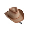 thumbnail image 2 of hirigin Women Men Hat, Curled Jazz Hat Summer Sunscreen Straw Wide Brim Drawstring Outdoor Cap, 2 of 4