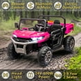 thumbnail image 3 of Xuanlur 24V 2 Seater Kids Ride on Car Truck, Ride on UTV W/ 2x200W Motor, 24 Volt Ride on Toys W/ Dump Bed/Shovel, Electric Car for Kids W/ Durable Tires, LED Light, Music, Remote Control, Pink, 3 of 9