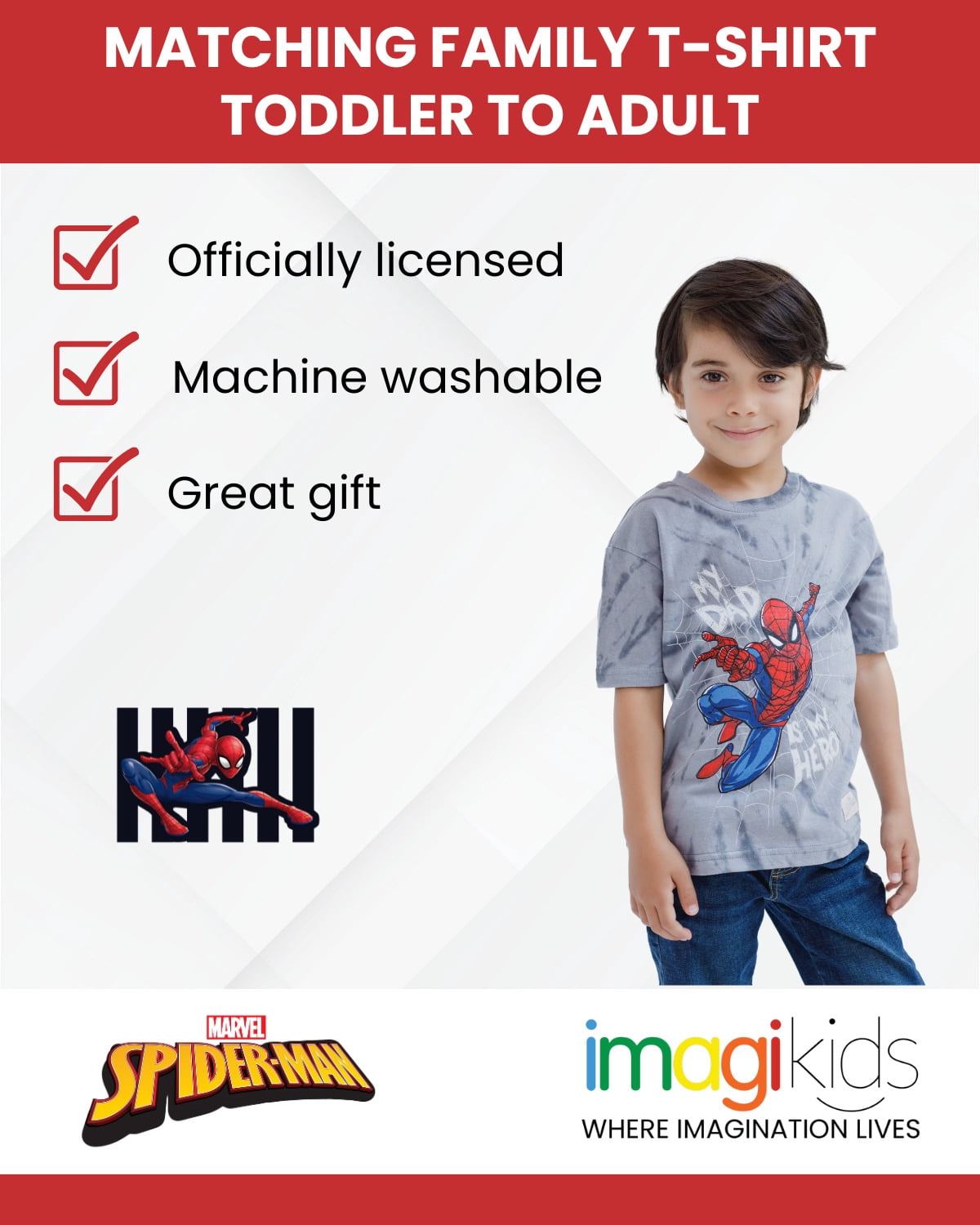 Marvel Spider-Man Matching Family T-Shirt Tie Dye Toddler to Big Kid