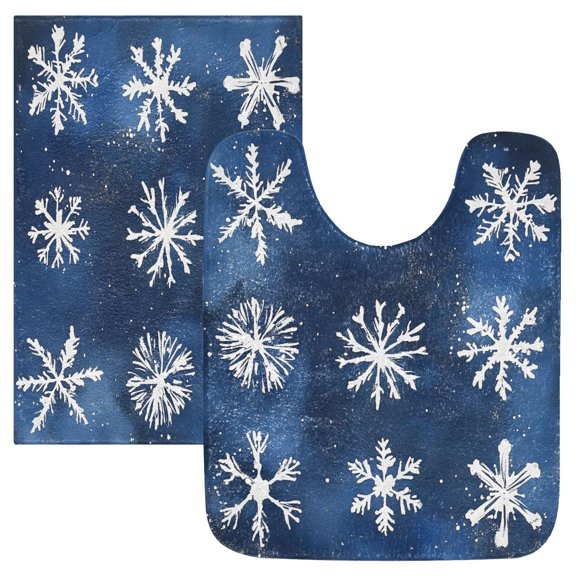 Ryvnso Snowflake Christmas Bathroom Shaggy Rugs Toilet Mat Soft Contour Rug