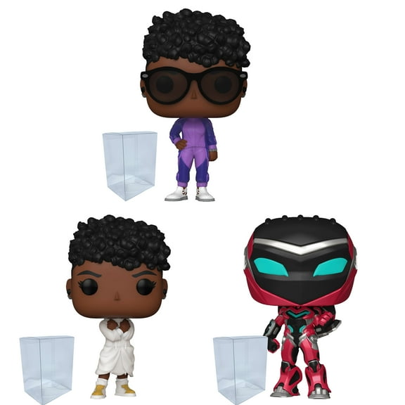 Wakanda Forever Funko Pop Set of 3 with Protector Bundle - Includes Wakanda Forever–Shuri #1173, Shuri #1174, Ironheart MK2 #1176 Vinyl Figures with Blue Salamander Emporium Plastic Protector Cases