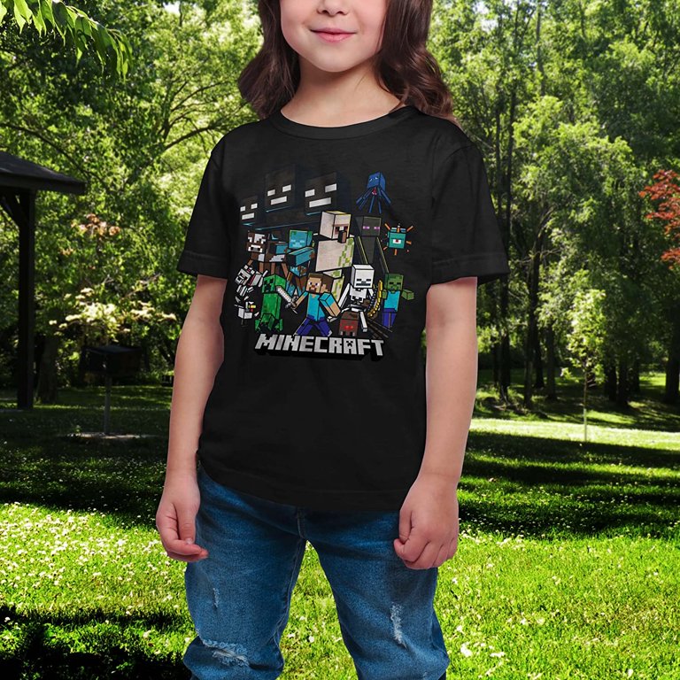T-shirt Garçon MINECRAFT « Like A BOSS » – Manches Longues, 100% Coton, Rouge, Tailles S à XL