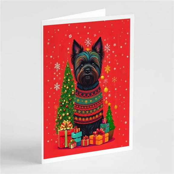 Black Cairn Terrier Holiday Christmas Greeting Cards Pack of 8 7 in x 5 in
