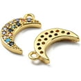 thumbnail image 2 of 5Pcs Moon Brass Cubic Zirconia Charms Jewelry Findings Pendant Ornament with Enamel for Women Elegant Gifts Personalized Jewelry Colorful Golden 13.5x8x2mm Hole: 1mm, 2 of 2