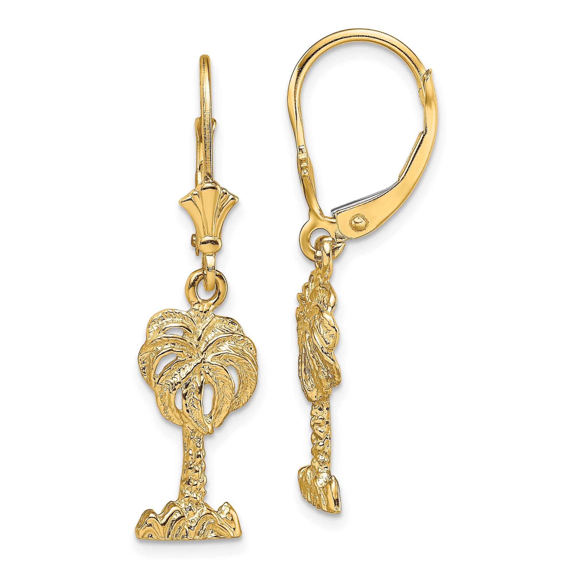 Charms Collection 14K Palm Tree Leverback Earrings