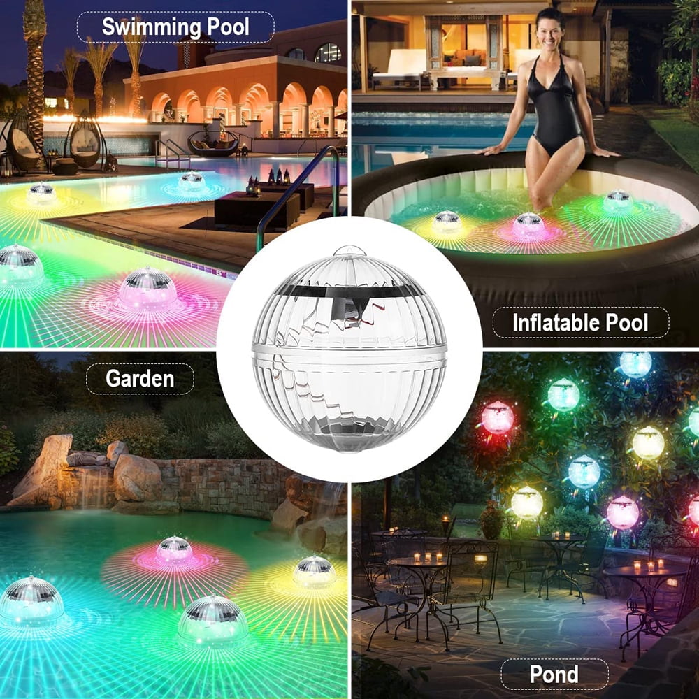 2 Pack RGB Solar Floating Pool Light, Color Changing Waterproof Solar  Powered LED Pool Light for Pool, Pond, Hot Tub, Garden 