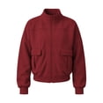 thumbnail image 3 of Ghalytn Women's Fleece Lined Full Zip Jacket, Stand Collar Drop Shoulder Cargo Pocket Casual Outerwear, 3 of 6