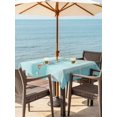 thumbnail image 4 of Square Outdoor Tablecloth with Umbrella Hole Teal Summer Coastal Outside Table Cloth Waterproof Patio Table Cover Modern Ocean Waves Starfish Shell Zipper Tablecloths for Picnic Camping 60x60 Inch, 4 of 8