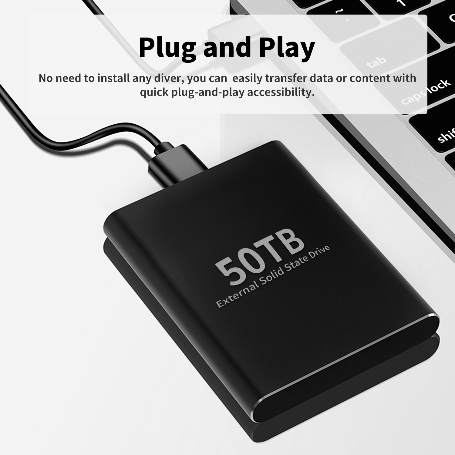 Vofifty Black 50 TB Portable Solid State Drive for Computer, Laptop