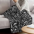 thumbnail image 3 of Mushroom Black Blanket Soft Cozy Warm Throw Blanket for Couch, Plush Fuzzy Flannel Fleece Blankets for Sofa, Vintage Botanical Plant Herb Ferns Flower Bed Blankets Lightweight Gifts for Men, 40"x50", 3 of 9
