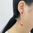 thumbnail image 4 of Snowflake Santa Claus Threader Tassel Earrings for Women Sterling Silver Pins Red Crystal Stock Christmas Hat Dangle Drop Christmas Tree Earring Studs Christmas Party Jewelry, 4 of 12
