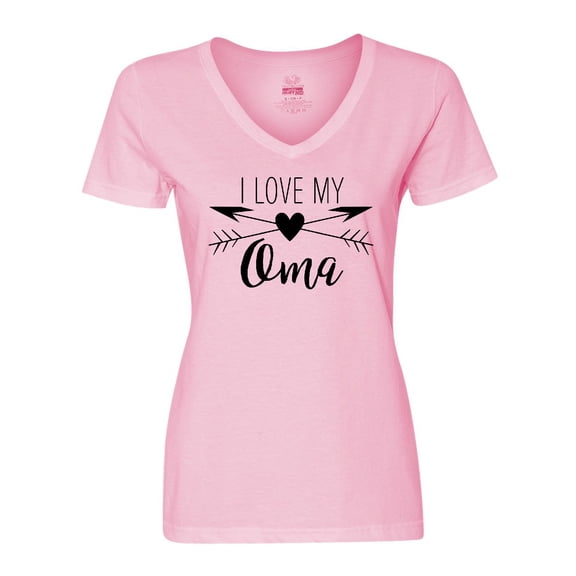 Inktastic I Love my Oma heart and arrows Women's V-Neck T-Shirt