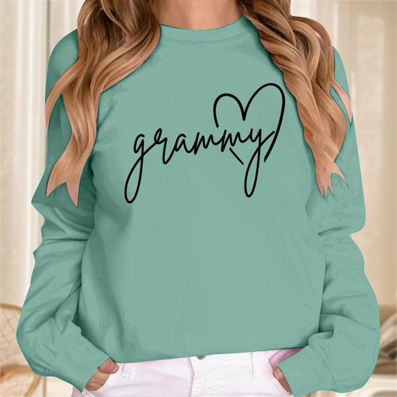 Grammy Crewneck Sweatshirt for Women 2026 Trendy Casual Grandma Graphic Sweatshirts Womens Pullover Top