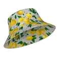 thumbnail image 2 of Naloa Lemon Seamless Pattern Oil Painting Effect Reflective Double-Sided Bucket Hat, Sun Hat, Soft and Breathable for Gardening, Beaching, Camping, Hiking, Fishing, 2 of 9