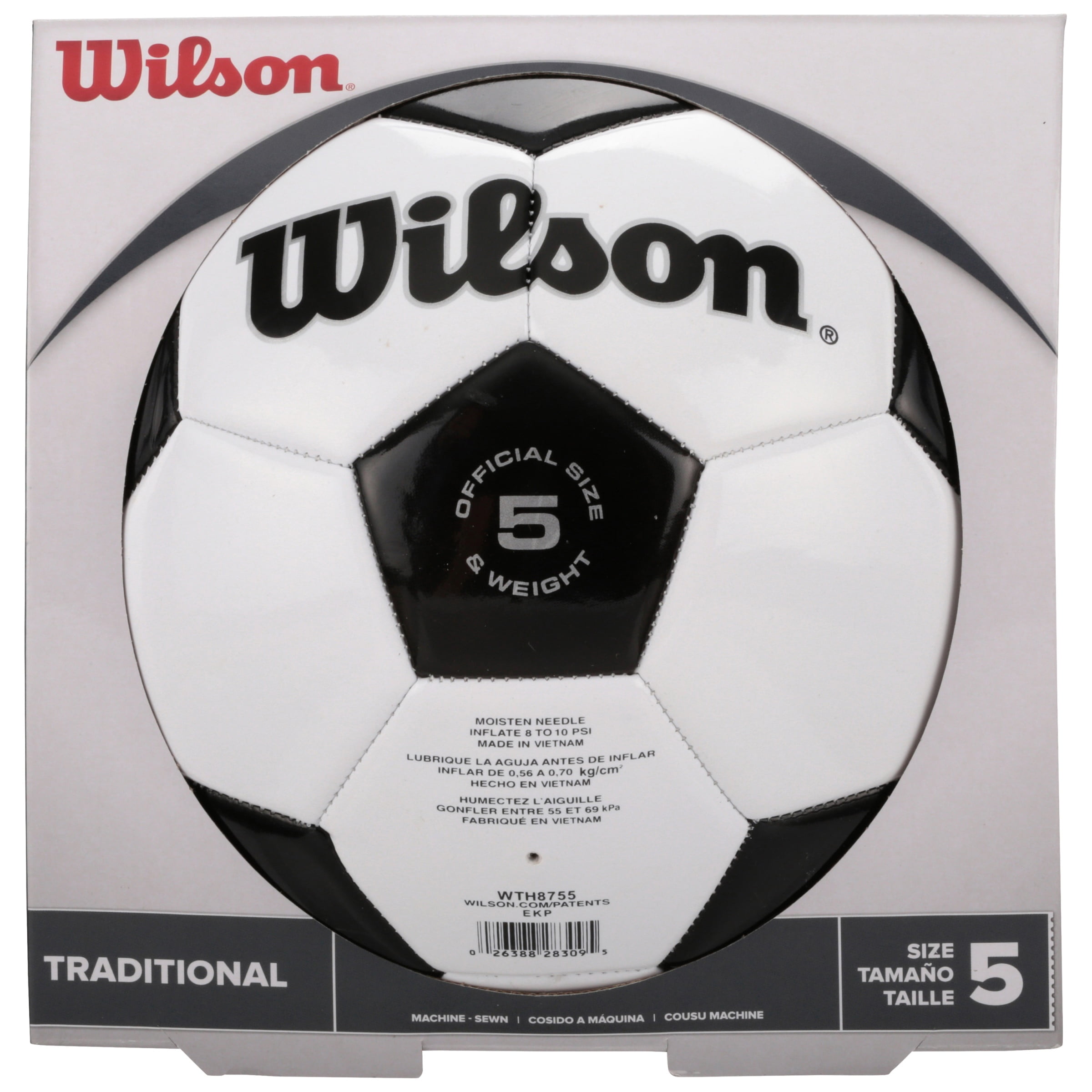Wilson Traditional Soccer Ball Official Size 4 White-Black WTH8754 