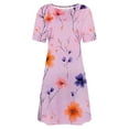 thumbnail image 4 of Floral Mini Dress for Women Summer Casual Short Sleeve V Neck Sundress with Pockets Lightweight Soft Dress, 4 of 4