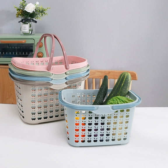 Worgeous Shopping Basket Handheld Grocery Basket Plastic Shopping Basket Storage Holder