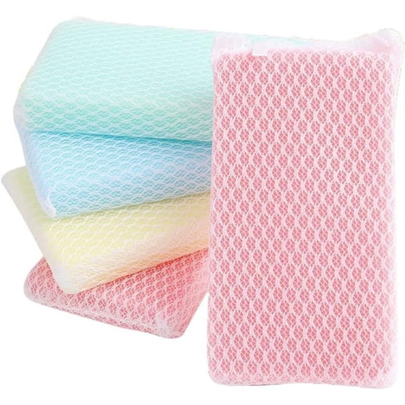Sponge Individually Wrapped, Kitchen Dishwashing Sponge, Mesh Net Scouring Pad, Odor-Free Sponge Wipes Suitable for Travel Apartments (Multicolor Pack of 5)