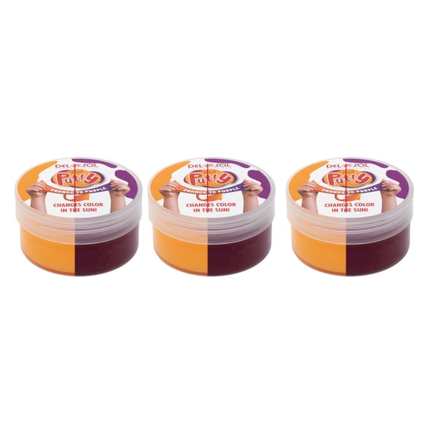 Putty DelSol Sol, color que cambia de color, naranja a morado, paquete de 3