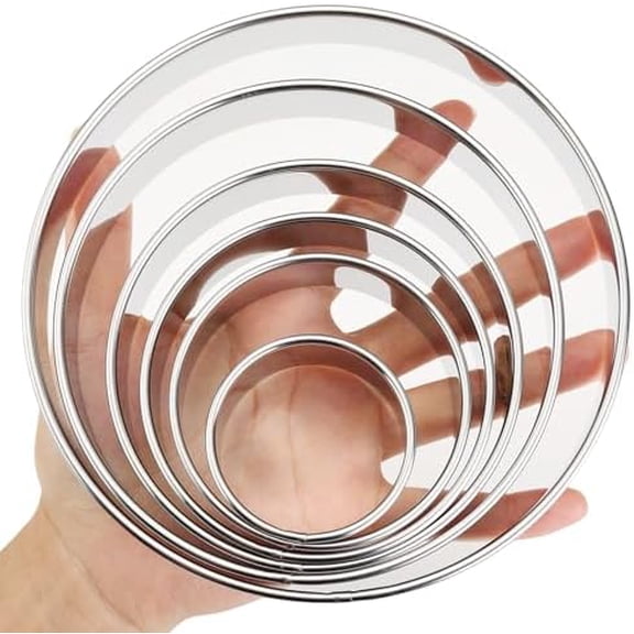 6 PCS Round Cookie Cutters (2, 3, 3.5, 4, 5, 6 Inch), Stainless Steel Biscuit Cutters For Baking, Large Round Cookie Cutter for Baking, Pastry, Donuts, Fondant, Sandwich