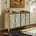 thumbnail image 4 of Living Room Cabinets Accent Cabinet with 4 Doors, Farmhouse Sideboard Buffet Cabinet with Storage, Modern Credenza Storage Cabinet with Wood Carved Floral Doors for Living Room, Dining Room, Entryway, 4 of 11