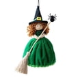 thumbnail image 2 of Witch Halloween Decorations 8 Inch Cute Hanging Witch Doll Halloween Decor for Indoor Outdoor Home Party Green, 1 Pack, 2 of 7