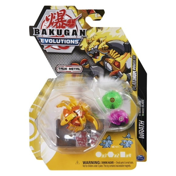Bakugan Evolutions, Wrath with Nano Aura and Blade Platinum Power Up Pack, True Metal Bakugan Action Figure, 2 Nanogan, 2 Bakucore, 2 Ability Cards, Kids Toys for Boys and Girls, Ages 6 and Up