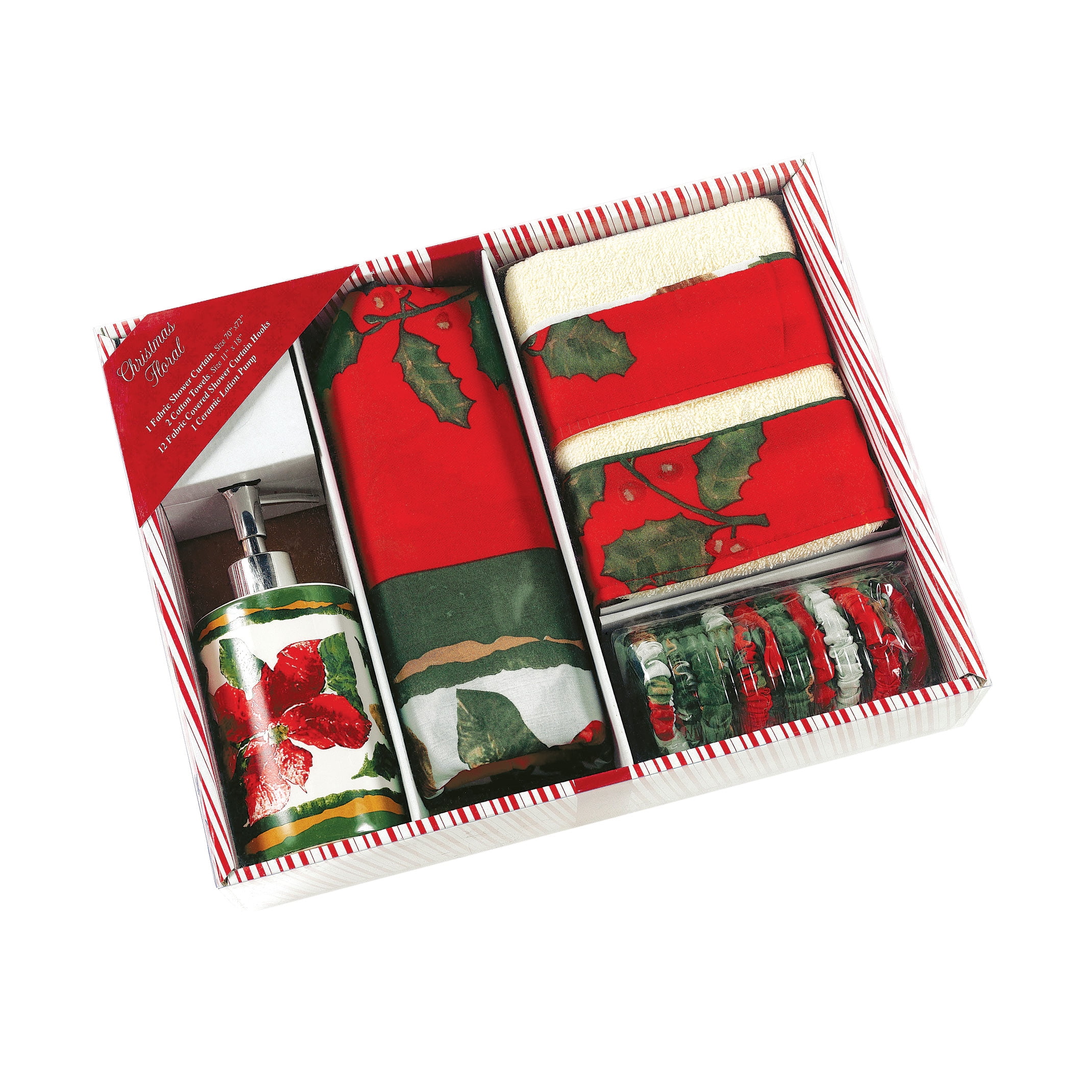 Collections Etc Christmas Floral Complete Bathroom Gift Set 16pc