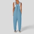 thumbnail image 3 of Wdfiry Womens Summer Bib Overalls Bib Pants Casual Loose Baggy Solid Color Jumpsuit Romper with Pockets, 3 of 7