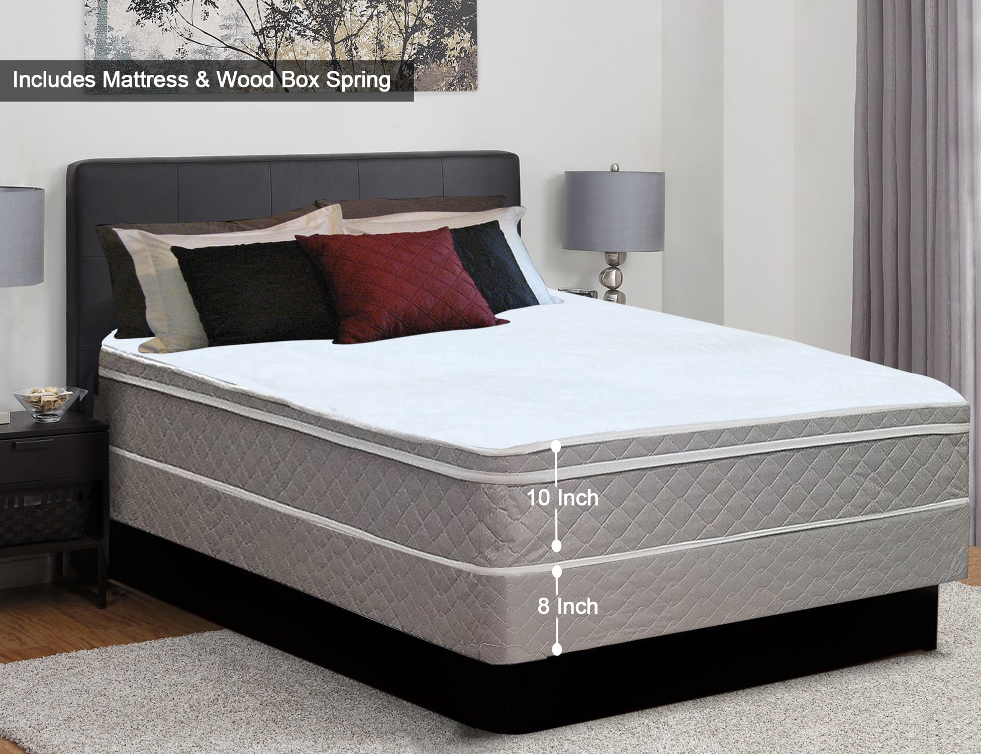 Continental Sleep 10 Euro Top Innerspring Medium Plush Mattress And Continental Sleep 10 Euro Top Innerspring Medium Plush Mattress And 8 Box Spring
