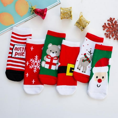 

BULLPIANO Baby Girl Socks/Newborn Socks Girl/Sock Cartoon Baby Girl Boy Baby Christmas Socks Floor Sock Warm Cotton Anti-slip