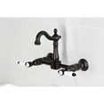 thumbnail image 2 of Kingston Brass KS2445BPL Bel-Air Double-Handle Wall-Mount Bridge Kitchen Faucet, Oil Rubbed Bronze, 2 of 7