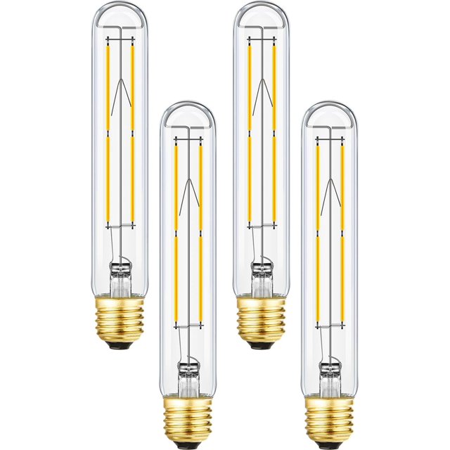 GHSDFBB Dimmable E26 LED Bulb 8W Equal 75 Watt Light Bulbs Soft White 3000K E26 Edison Bulb AC120V 800lm Tubular T9 T10 LED Bulb for Rustic Pendant,Chandeliers,Wall sconces E26 Light Bulbs 4Pack