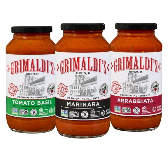 Grimaldi’s Variety Pasta Sauce 3-Pack | Non-GMO, Gluten-Free, Kosher, Nut-Free | No Preservatives | 3 x 24oz Jars (Variety)