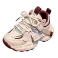 thumbnail image 6 of Kids Mesh Sneakers Breathable Lace up Tennis Shoes for Girls Casual Chunky Cushioning Antislip Running Athletic Shoes Red 3 Big Kid, 6 of 7