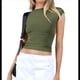 thumbnail image 1 of Camiseta Ajustada Sin Espalda para Mujer, de Corta, Cuello Redondo, Informal, de Verano, Estilo Y2K Verde M, 1 of 7