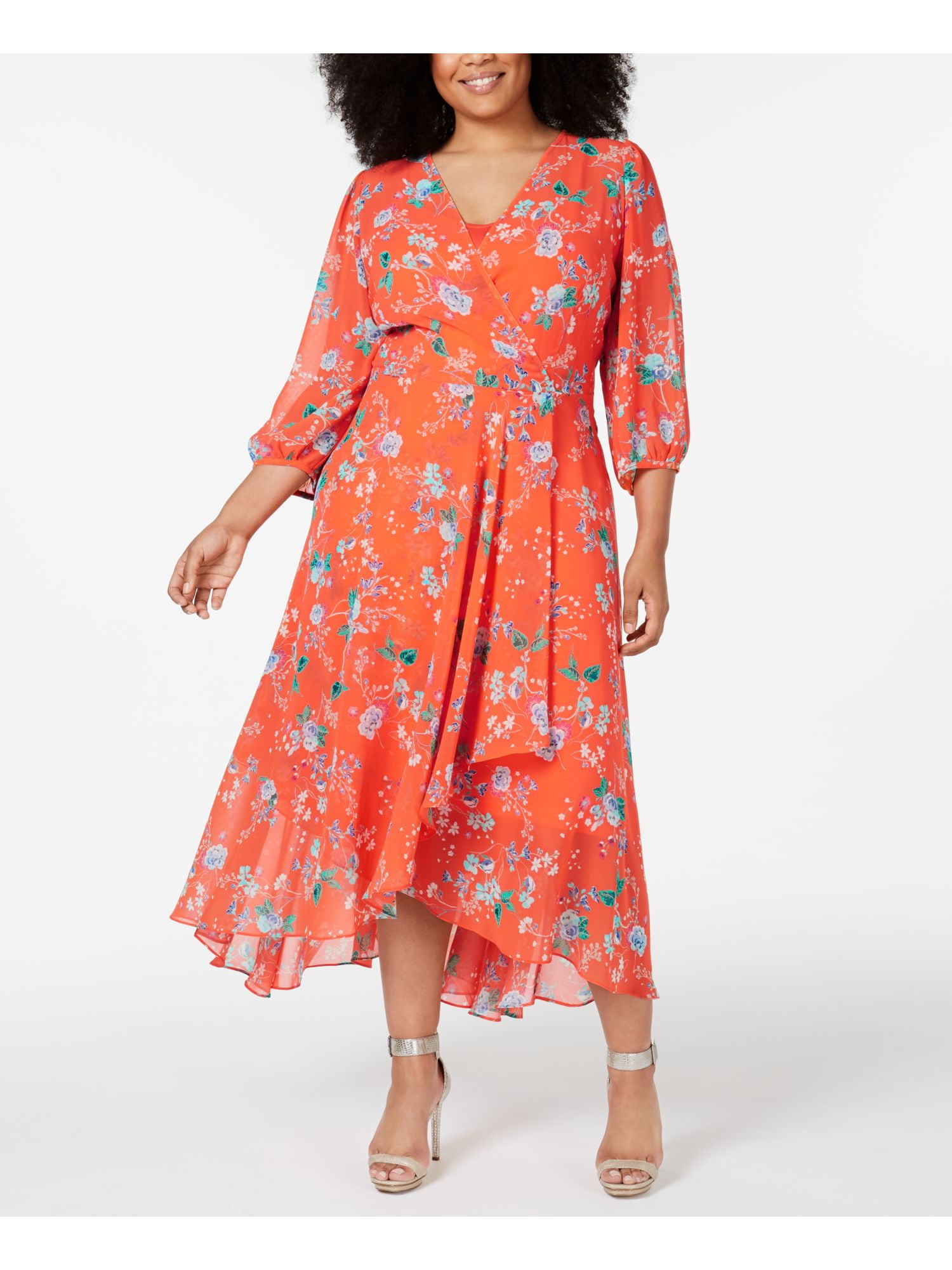 calvin klein orange floral dress