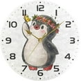 thumbnail image 5 of SKYSONIC Funny Cartoon Penguin Wall Clock 10 Inch Silent Non Ticking Round Clock Oil Painting Clock Easy to Read Clock for Living Room Bedroom Bathroom Home Decor, 5 of 7