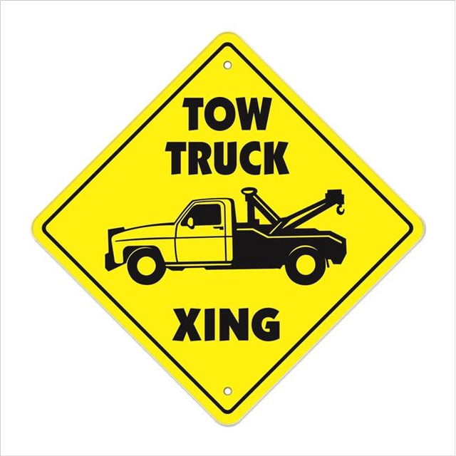 SignMission Towtruck X-14- 14 x 14 Po Zone Xing Signe de Passage - Towtruck