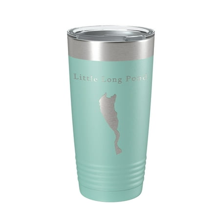 

Little Long Pond Tumbler Lake Map Travel Mug Insulated Laser Engraved Coffee Cup Acadia Maine 20 oz Teal