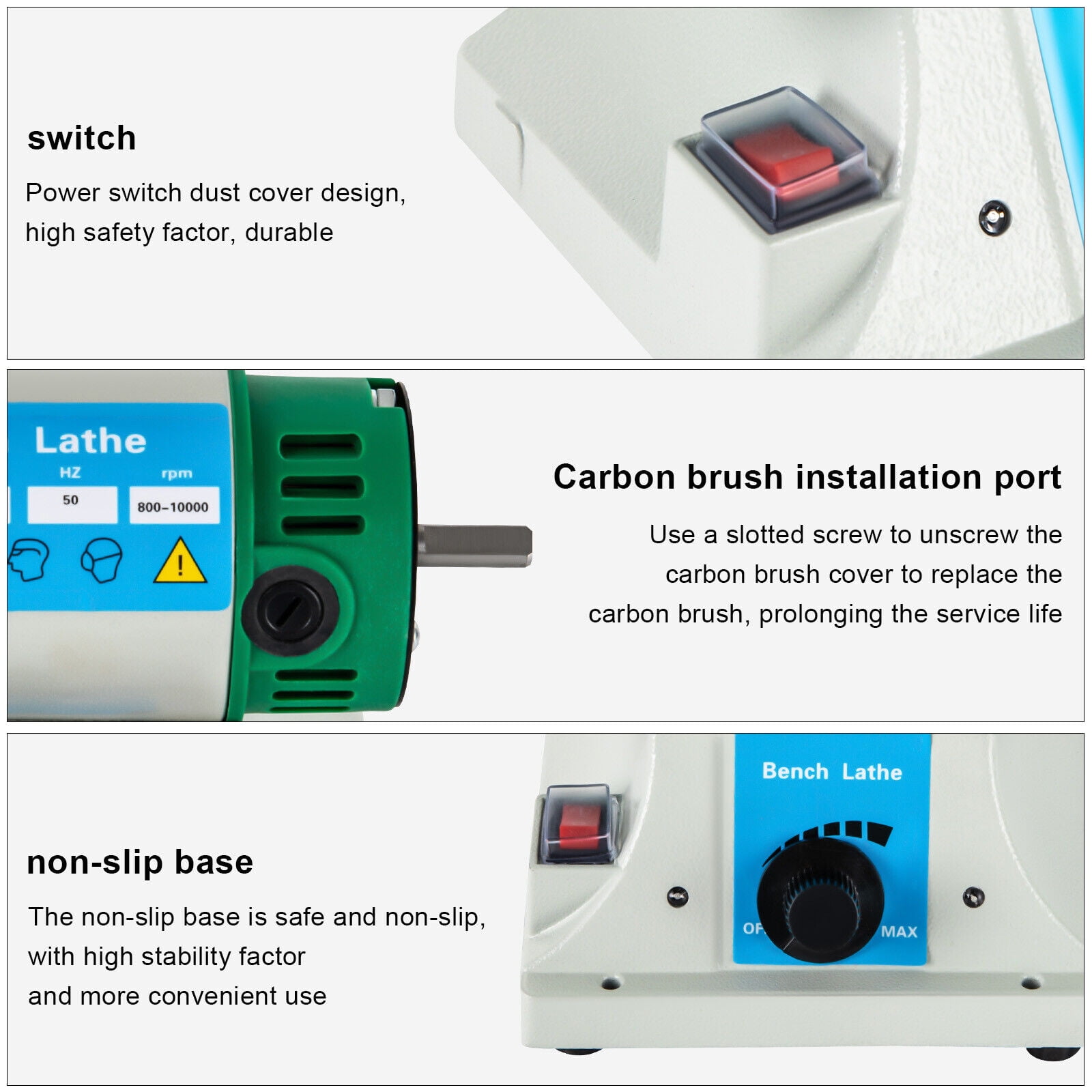 Portable 320W Jewelry Polisher Bench Grinder Watch Gem Buffing Machine Variable Speed